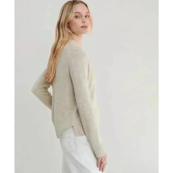 Jenni Kayne Everyday Sweater XS Oatmeal Beige Cream Wool Cashmere Blend Pullover - Picture 3 of 11
